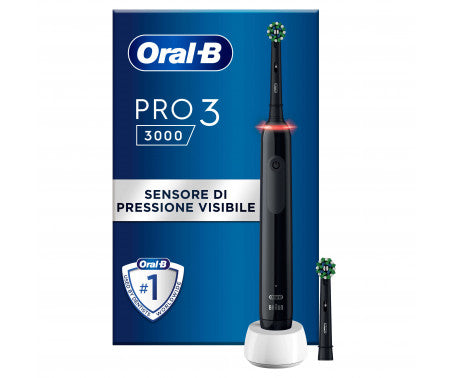 Oral-B® Spazzolino Elettrico Ricaricabile Nero Pro3 3000, 2 Testine, 1 Spazzolino